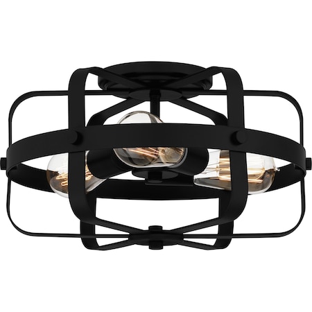 Quoizel Manzel 3-Light Matte Black Flush Mount QFL5592MBK